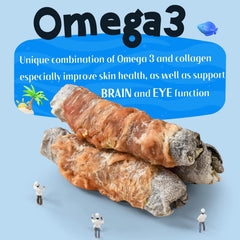 ASMPET dog cod skin treats closeup reveals chewy, digestible texture