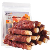 ASMPET duck wrapped beef cartilage chews in packaging, ideal for long-lasting dental rewards