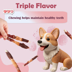 ASMPET chicken-wrapped stick aroma and texture entice small dogs.