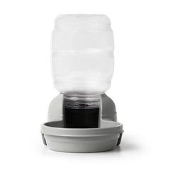 Aspen Pet Lebistro gravity waterer dispenses fresh water gradually.