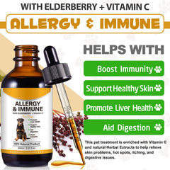 ASUSXCLI Allergy Relief Drops for Dogs elderberry ingredients highlight immune support