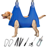 ATESON dog grooming hammock in action for safe nail clipping