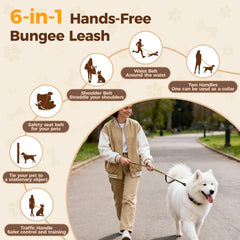 Atiansen leash with double handles, padded and traffic handle for comfortable daily walks.