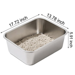 Atogafigo stainless steel durable litter pan resists rust and scratches for long-term use.