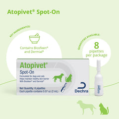 Atopivet spot-on back-area application on a dog for targeted care.