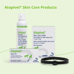 Atopivet spot-on being applied, enabling gentle at-home care.