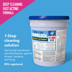 ATP KennelSol bottle pour demonstrates easy dilution for quick disinfection