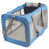 Atvobiy blue portable cat carrier front view for travel with cats