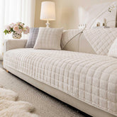 Aucrovee velvet couch cover on a sectional sofa, pet-friendly and hair-resistant protection.