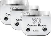 Audoc 3Pcs 30-blades for dog grooming with ceramic and stainless steel for smooth cuts.