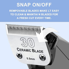 Audoc Oster A5-compatible 30-blade ensures consistent cuts on multiple coats.