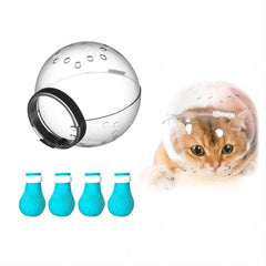 Augegel cat muzzle with adjustable strap aids safe grooming sessions.