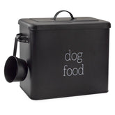 AuldHome Design retro dog food canister in black, front view for easy dry food storage