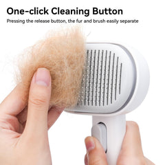 Aumuca Cat Brush uses durable stainless steel bristles for long-lasting deshedding.