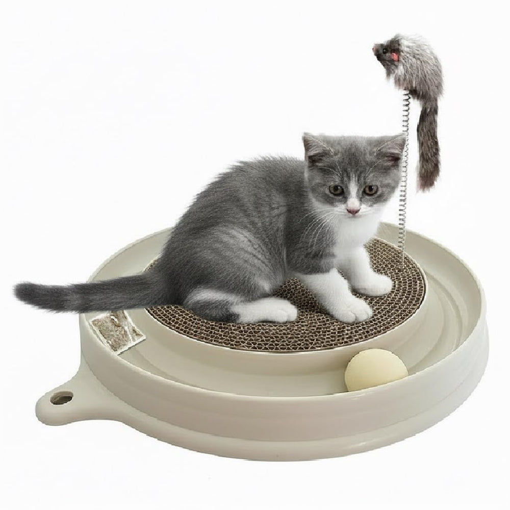 AUOON cat-scratcher-toy-ball-track shows a durable scratch surface for furniture protection.