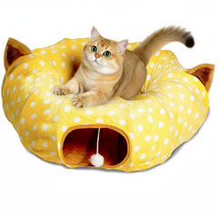 AUOON Cat Tunnel Bed donut area offers cozy naps and playful lounging.