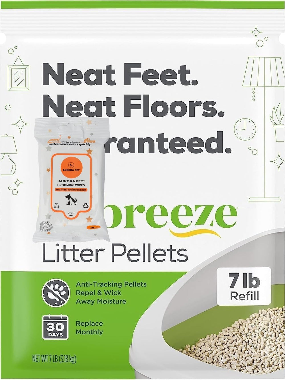 Aurora Pet Breeze cat litter pellets refill 7 lb for easy scooping and odor control.