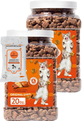 Aurora Pet bundle with 20 oz Original Crunch treats, real chicken first ingredient.