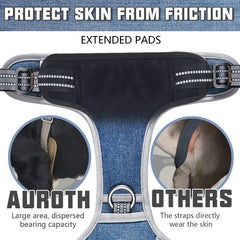 AUROTH Tactical Dog Harness denim blue adjustable buckles for a precise fit