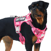 AUROTH tactical dog harness front view in pink camo showing quick-release buckles