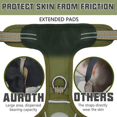 AUROTH Tactical Dog Harness with Molle side strips to carry gear on hikes