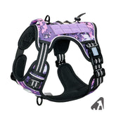 AUROTH tactical dog harness no-pull purple camo for safer walks.