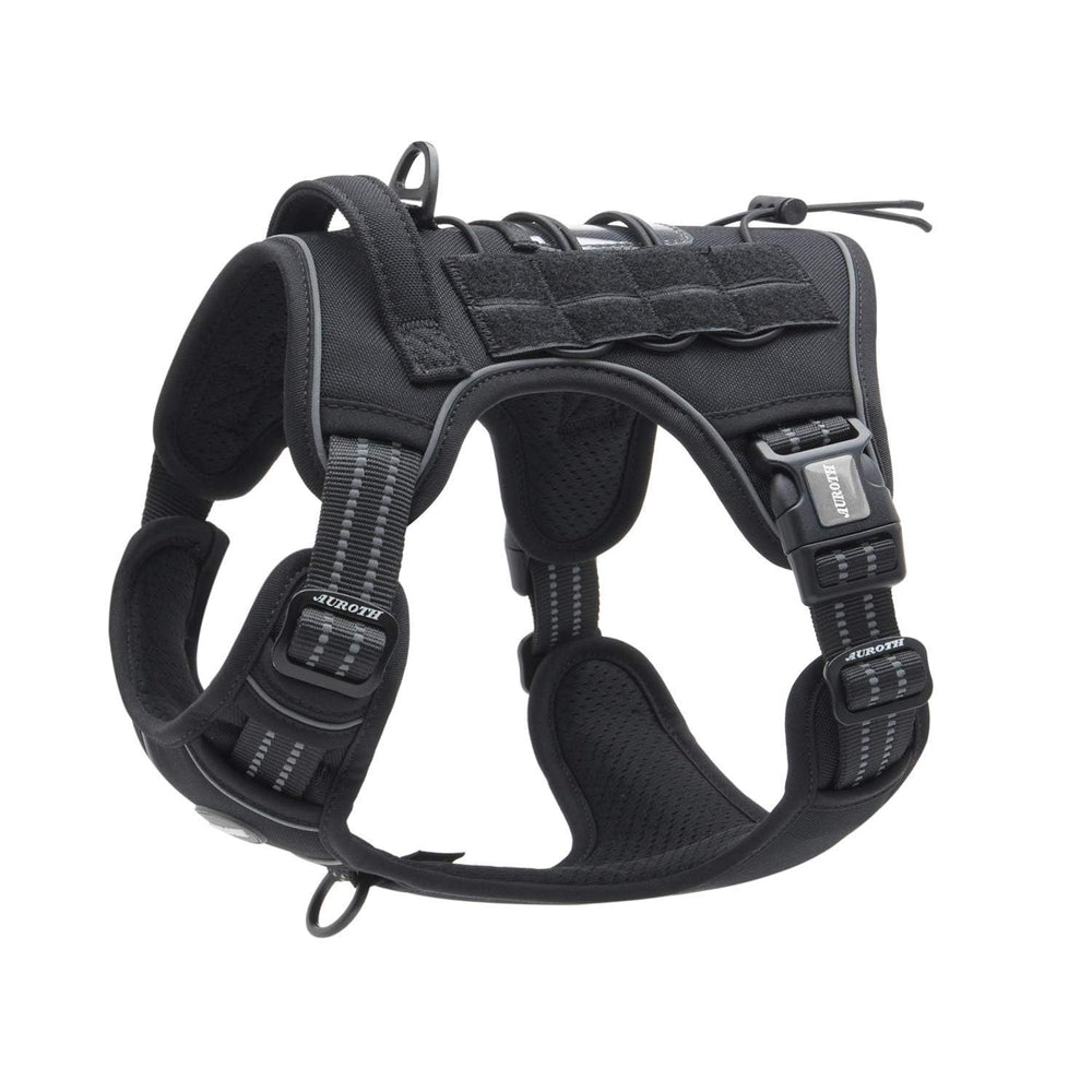 AUROTH Tactical Harness front-clip no-pull design improves training and control.