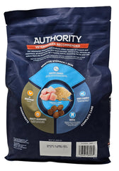 Authority resealable bag close-up emphasizes mess-free feeding and freshness.
