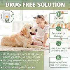 AutumnNest dog pheromone diffuser two-plug-in setup in living room.