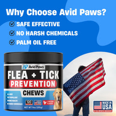 Avid Paws all-breeds and all-ages flea and tick prevention for dogs.