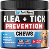 Avid Paws natural flea and tick protection chewable for dogs.