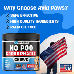 Avid Paws No Poo Chews in a dog bowl demonstrates simple serving