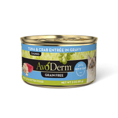 AvoDerm Tuna & Crab Entree in Gravy can 3 oz, premium protein for felines