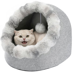 Avont cat bed cave with warm plush fabric for cozy naps.