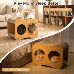Avont Cat Scratcher House hideout front view offers private feline retreat