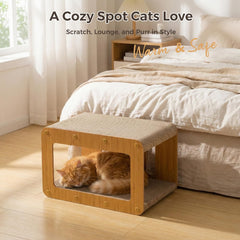 Avont cat scratcher house open door reveals cozy hideout for relaxation