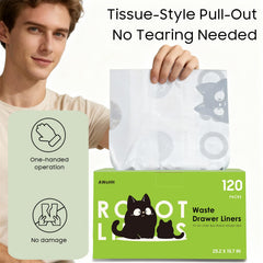 AWoHH 120 Draw-Pack bags compatible with Litter Box Robot Models 5/4/3 for easy fit.