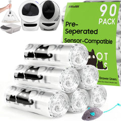 AWoHH 90-pack robot liner shown transparent for easy waste visibility and monitoring.