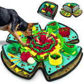 AWOOF Snuffle Mat for dogs in flat layout showing foraging setup for slow feeding