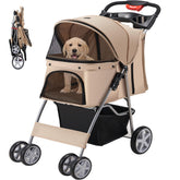 Azaeahom pet stroller folded for compact storage and portability.