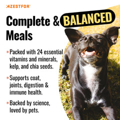 Azestfor scooper shows easy mixing into homemade dog meals.