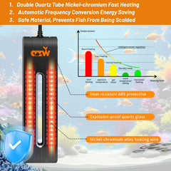 Close-up of AZW heater glass rod showing rugged quartz glass.