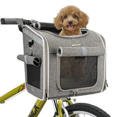 BABEYER Dog Bike Basket front view with secure harness attachment for safe rides.