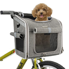 BABEYER Dog Bike Basket front view with secure harness attachment for safe rides.