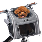 BABEYER dog bike basket on handlebar attachment in grey for secure outings