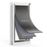 Baboni 3-Flaps pet door front view showing sturdy steel frame for easy access