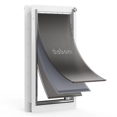 Baboni 3-Flaps pet door front view showing sturdy steel frame for easy access