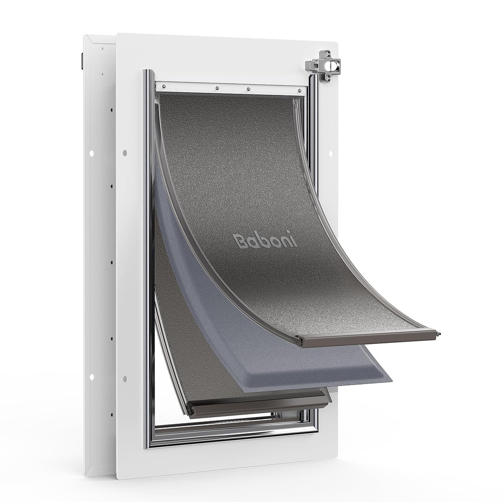 Baboni 3-Flaps pet door with steel frame and telescoping tunnel for versatile door thickness