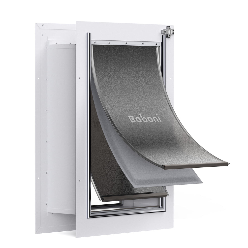 Baboni wall pet door with 3-flap design enabling independent entrances