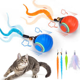 BABORUI 2Pack interactive cat toy ball with 3 tails for indoor enrichment.